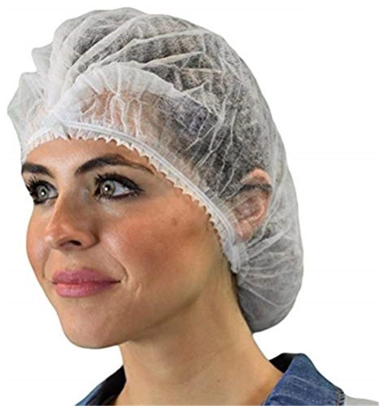 21IN WHITE POLY BOUFFANT PLEATED 2000 EA - Hair and Beard Nets
